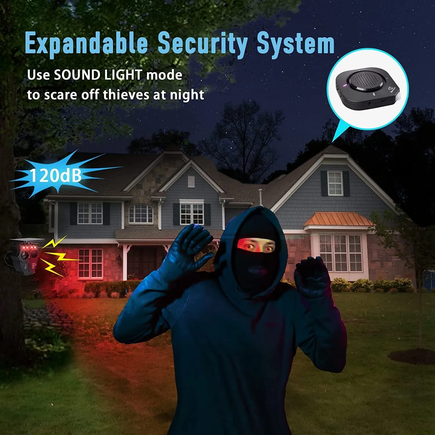 1/2 Mile Range Solar Wireless Driveway Alarm System IP65 Weatherproof Outdoor Motion Detectors&Sensor 120Db Siren Sound Light Security