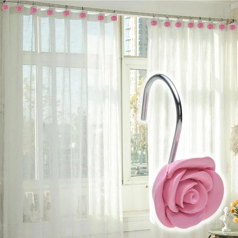 12-Piece: AGPtek Fashion Decorative Home Rose Curtain Hooks
