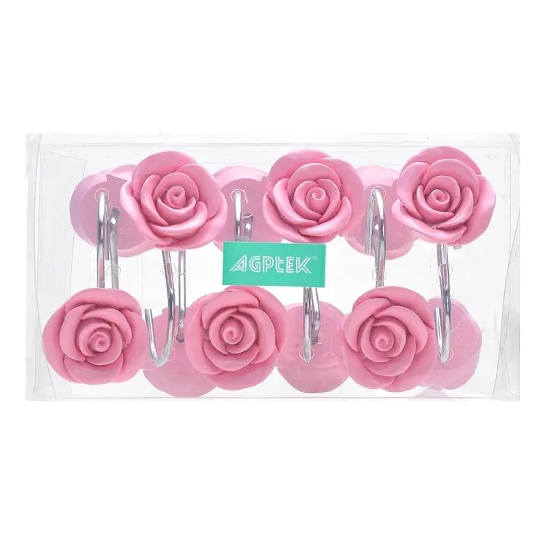 12-Piece: AGPtek Fashion Decorative Home Rose Curtain Hooks