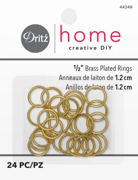 1/2" Brass Plated Rings, 24 pc