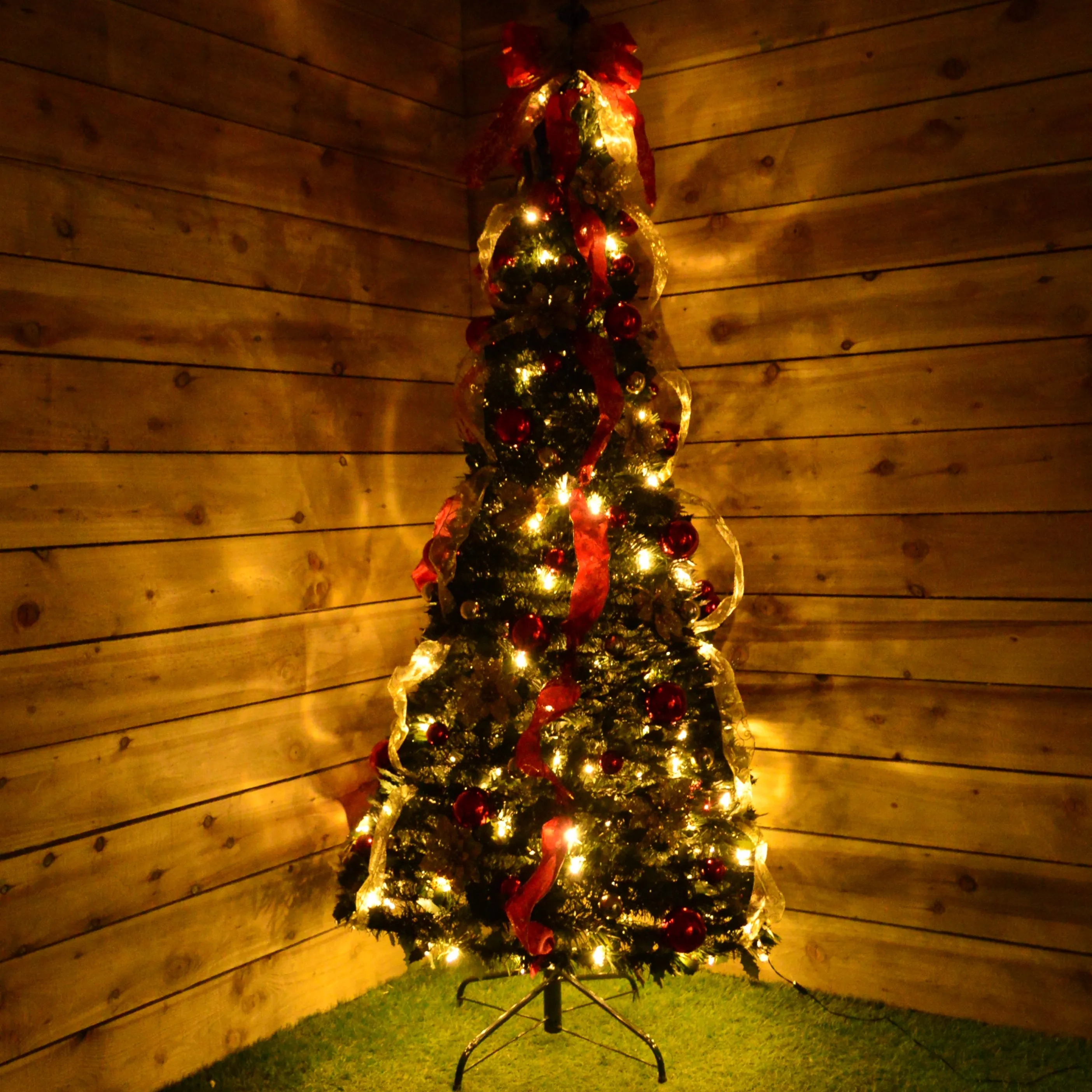 180cm Pre-Decorated Pop Up Pop Up Christmas Tree  150 Warm White LEDs