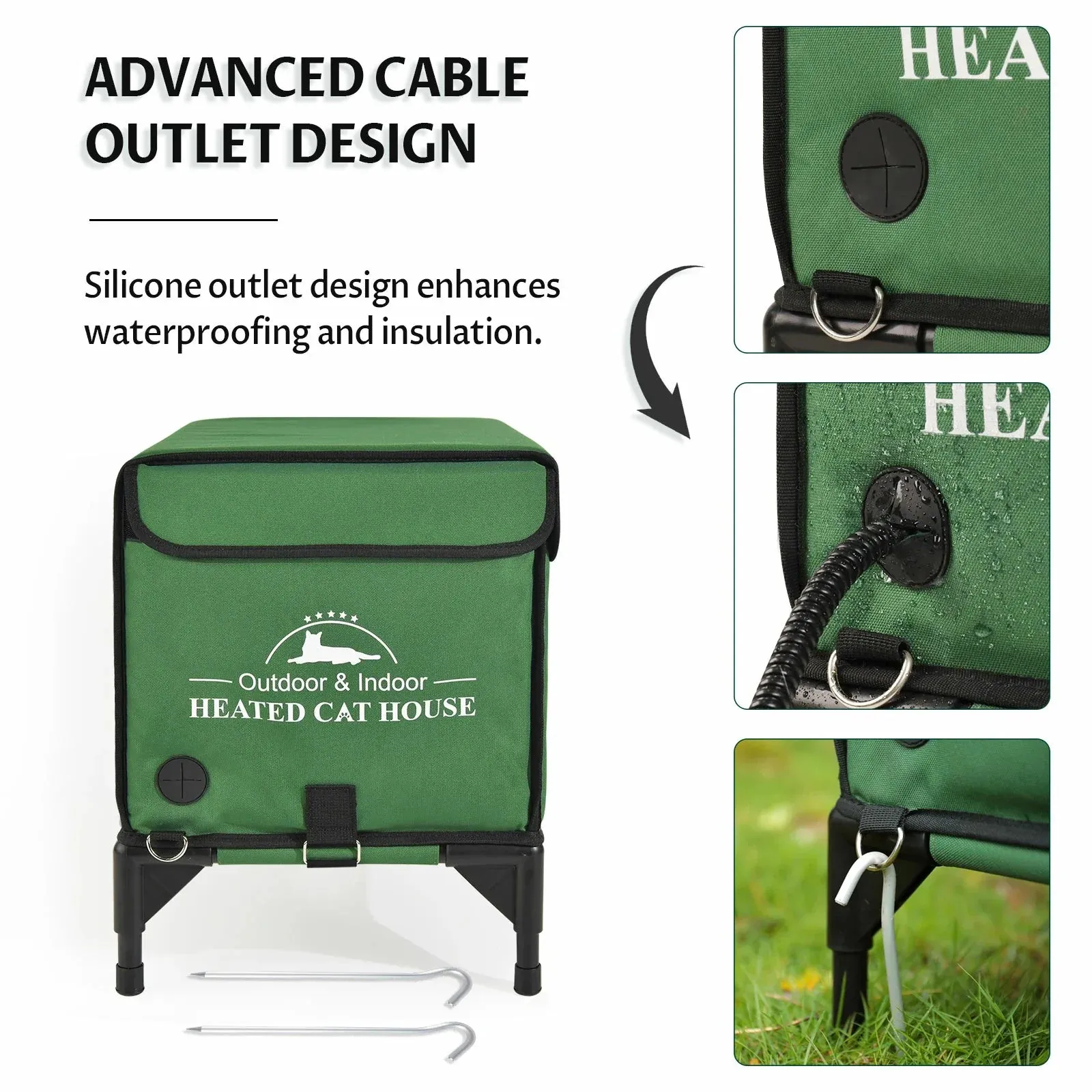 2 in 1 Outdoor Elevated Lift-Top Heated Cat House Medium