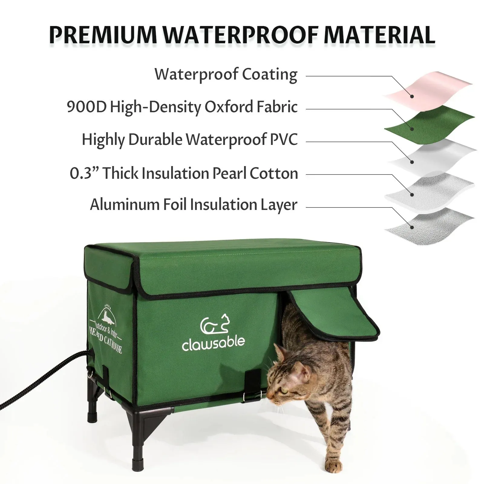 2 in 1 Outdoor Elevated Lift-Top Heated Cat House Medium