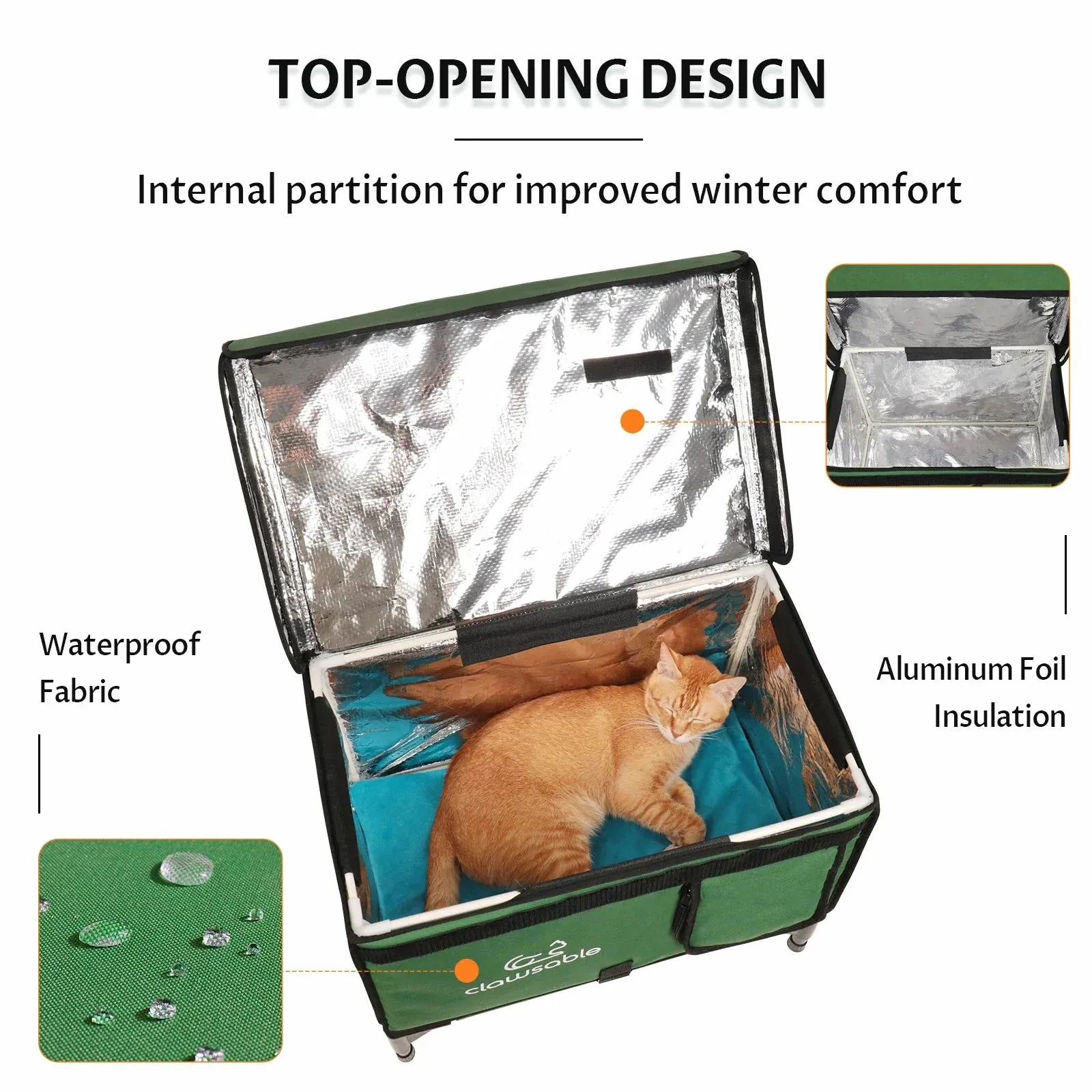 2 in 1 Outdoor Elevated Lift-Top Heated Cat House Medium