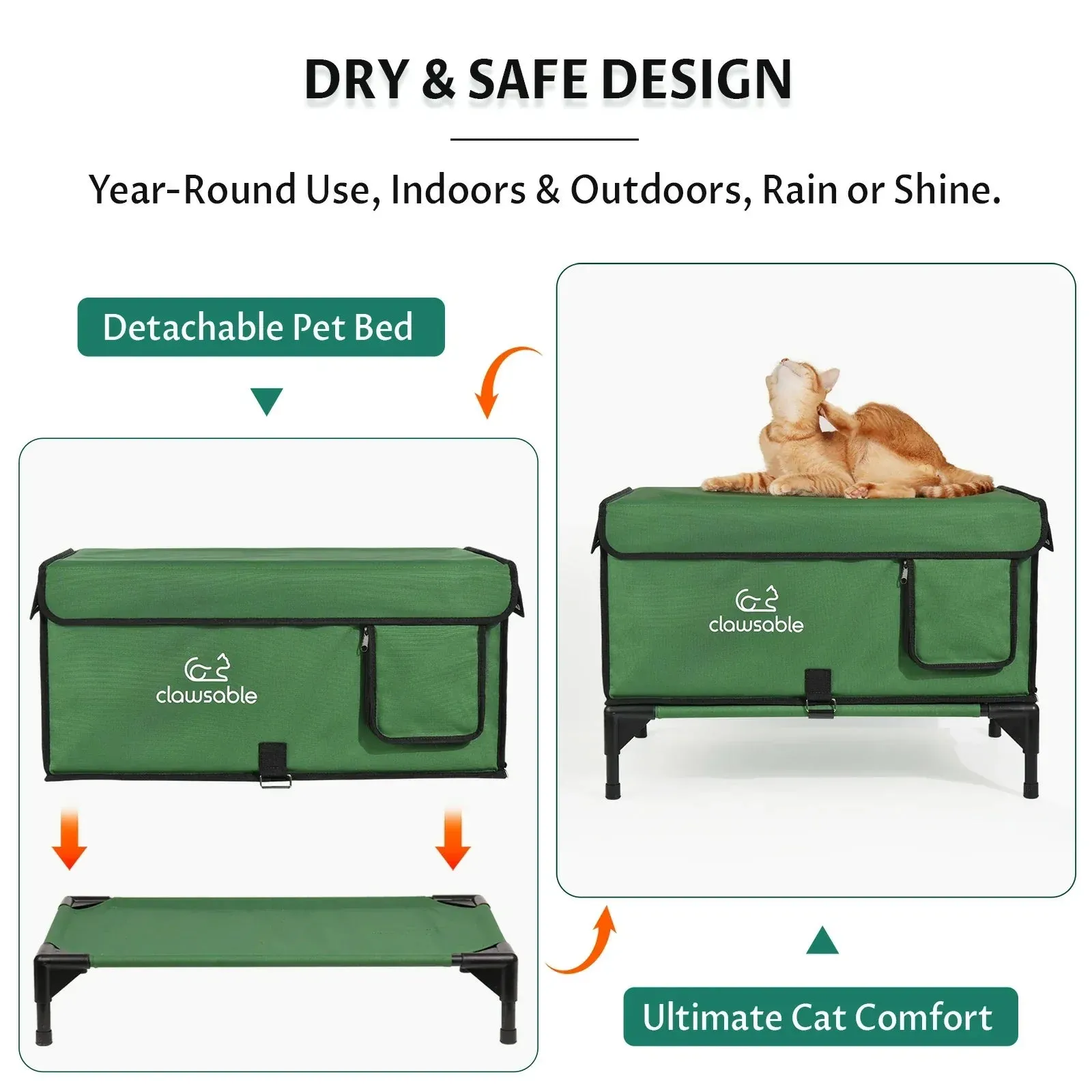 2 in 1 Outdoor Elevated Lift-Top Heated Cat House Medium