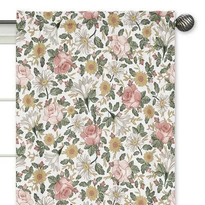 2pc Vintage Floral Kids' Window Panel Curtains Pink and Green - Sweet Jojo Designs