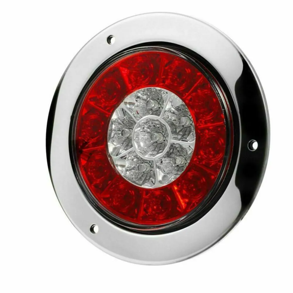 2pcs Round 16-led Truck Trailer Brake Stop Turn Signal Tail