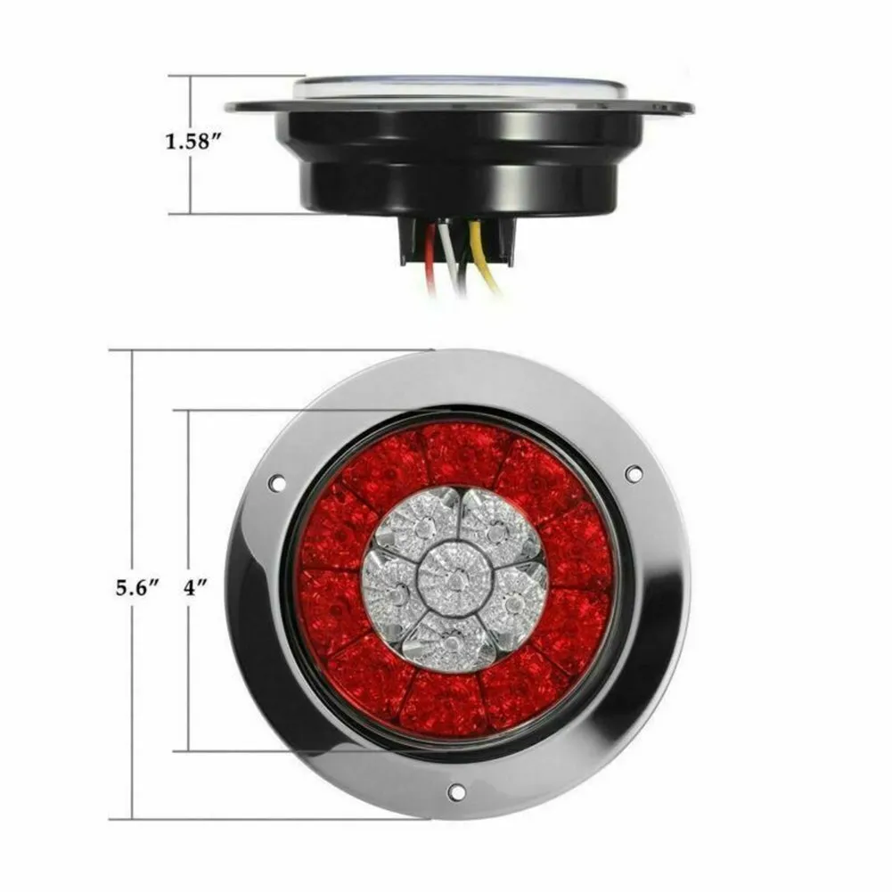 2pcs Round 16-led Truck Trailer Brake Stop Turn Signal Tail