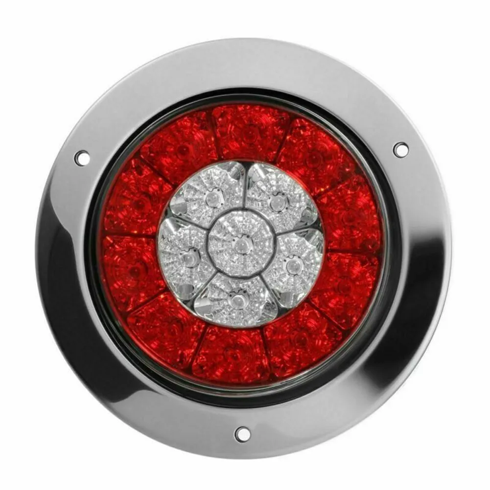 2pcs Round 16-led Truck Trailer Brake Stop Turn Signal Tail