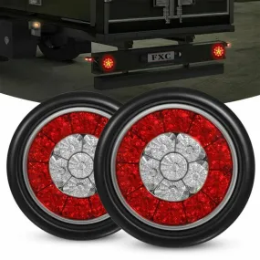 2pcs Round 16-led Truck Trailer Brake Stop Turn Signal Tail