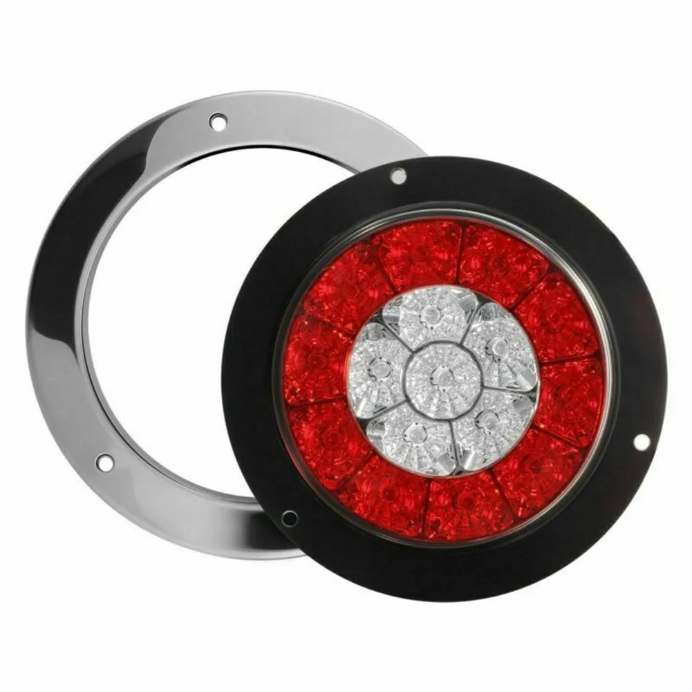 2pcs Round 16-led Truck Trailer Brake Stop Turn Signal Tail