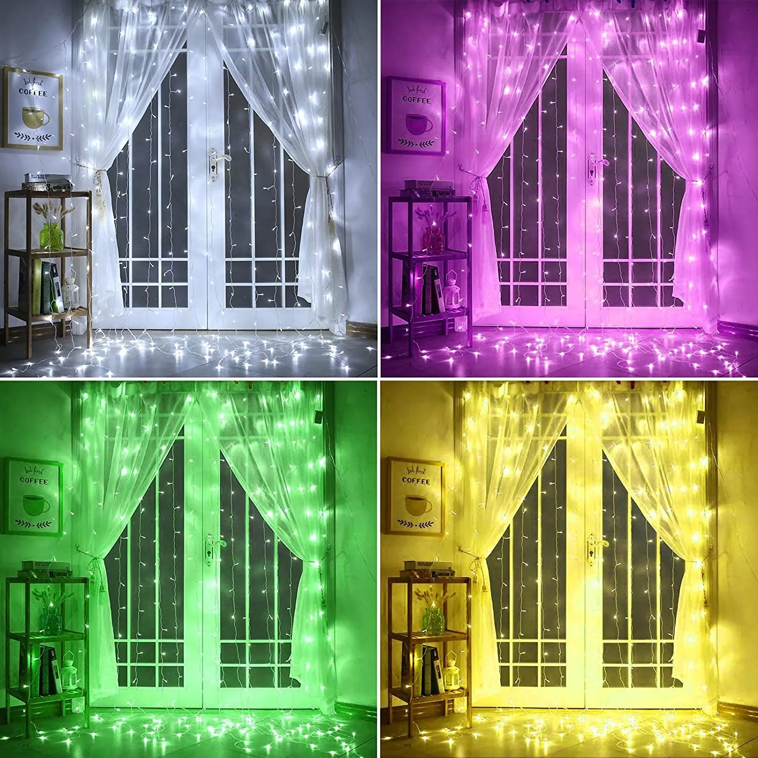 300 LED Window Curtain Lights - Rainbow RGB Color Changing - 64 Functional Backdrop Light - Colorful Icicle String Light