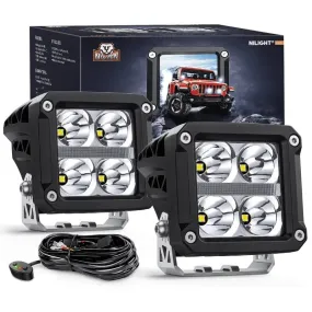 3.2 Inch 20W 2510LM Square Spot DRL Led Pods (Pair) | 16AWG DT Wire