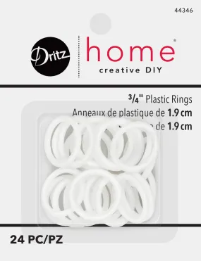3/4" Plastic Rings, White, 24 pc