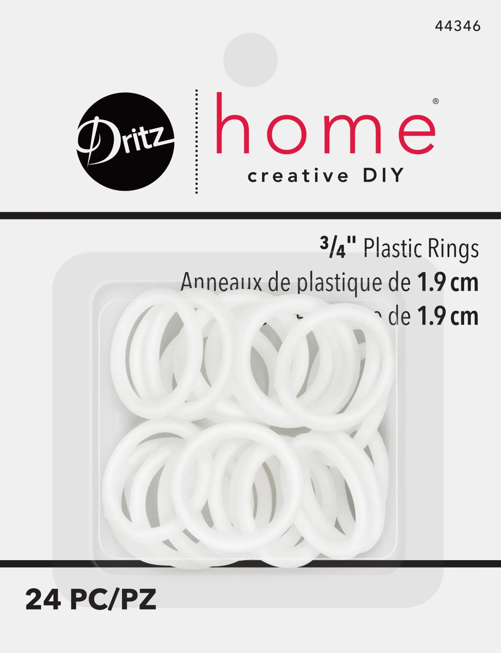 3/4" Plastic Rings, White, 24 pc