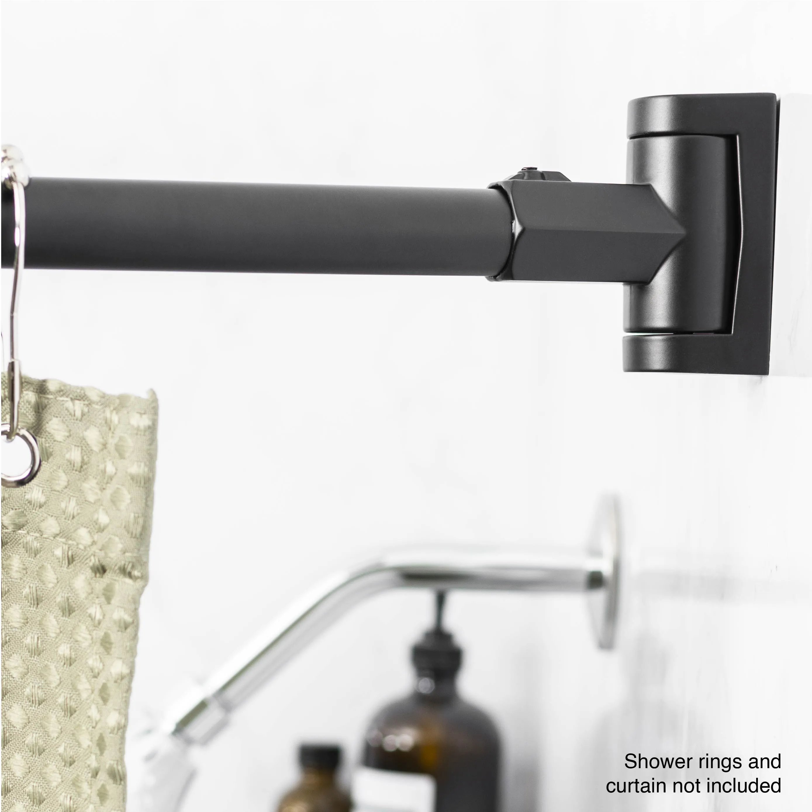 36 in. to 61 in. Curved Shower Rod (Black Finish)