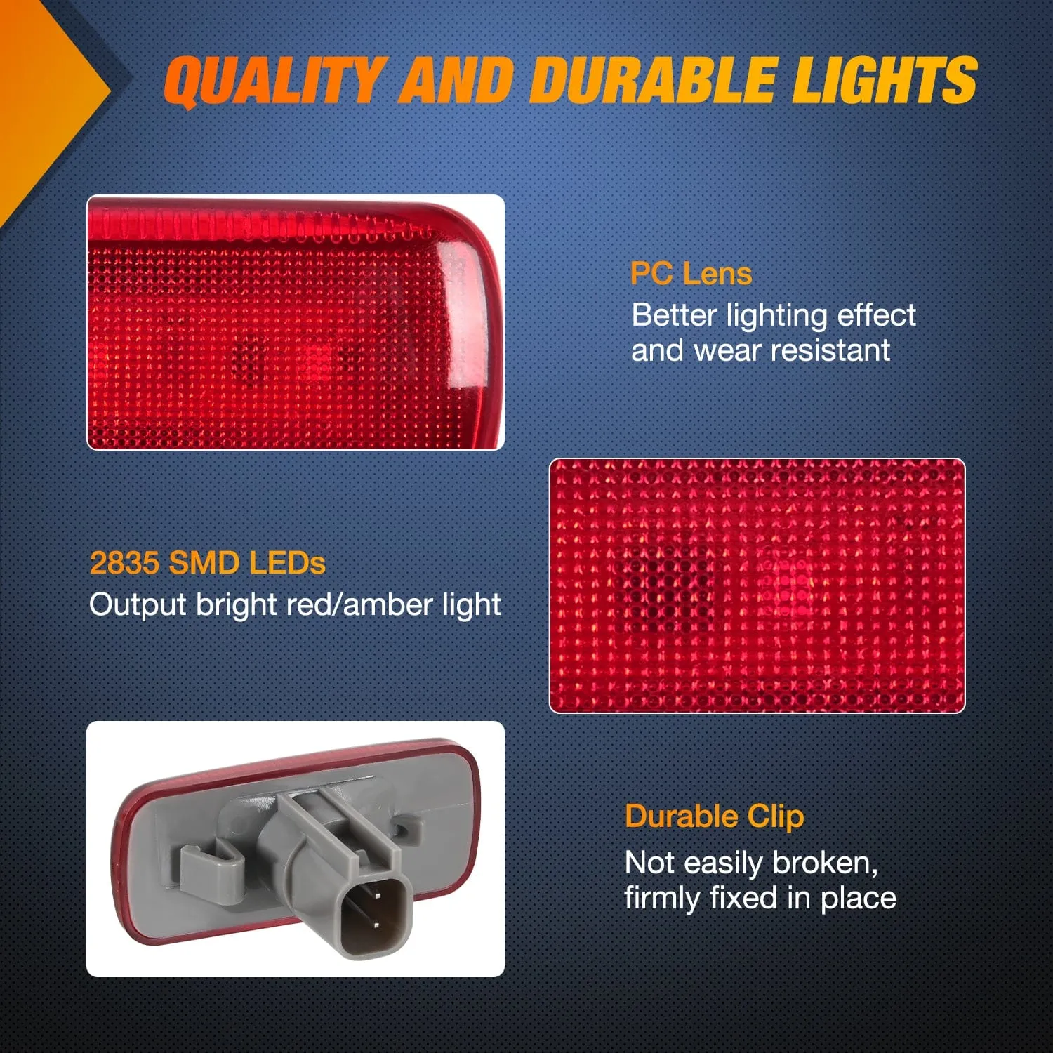4 PCS 3 LED Red Amber Wheel Fender Side Marker Lights Compatible With 2010-2018 Dodge Ram 2500 3500 Super Duty