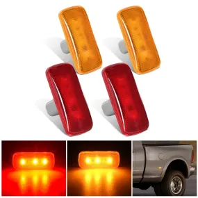 4 PCS 3 LED Red Amber Wheel Fender Side Marker Lights Compatible With 2010-2018 Dodge Ram 2500 3500 Super Duty