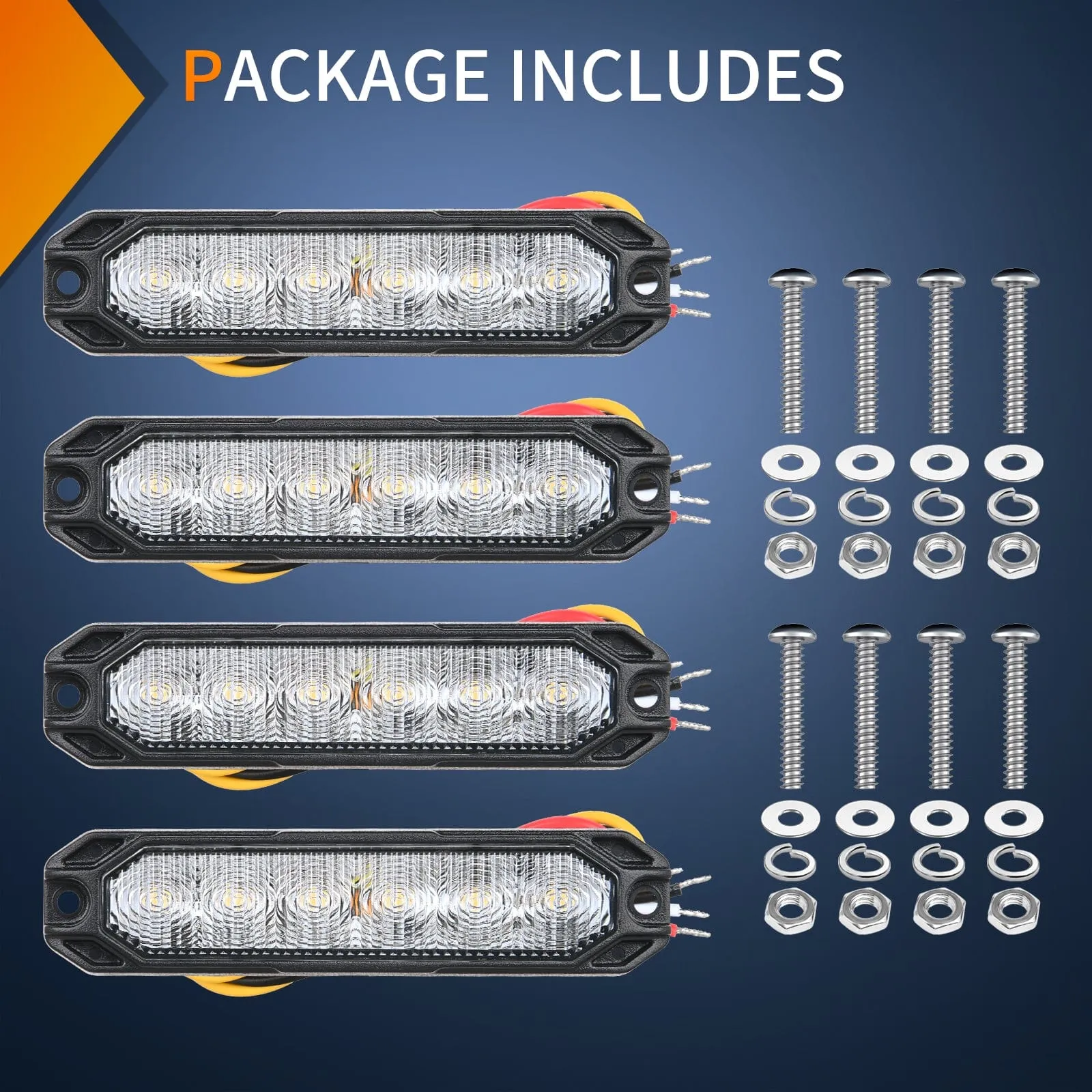 4PCS 6 LED White Emergency Warning Strobe Lights