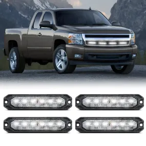 4PCS 6 LED White Emergency Warning Strobe Lights