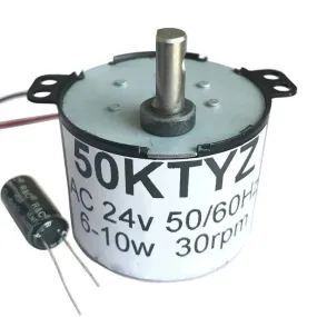 50KTYZ Permanent Magnet Synchronous Motor 6W AC 12V 24V 110V 220V Geared Slow Speed 1rpm to 60rpm Motors Forward Reversed CW CCW