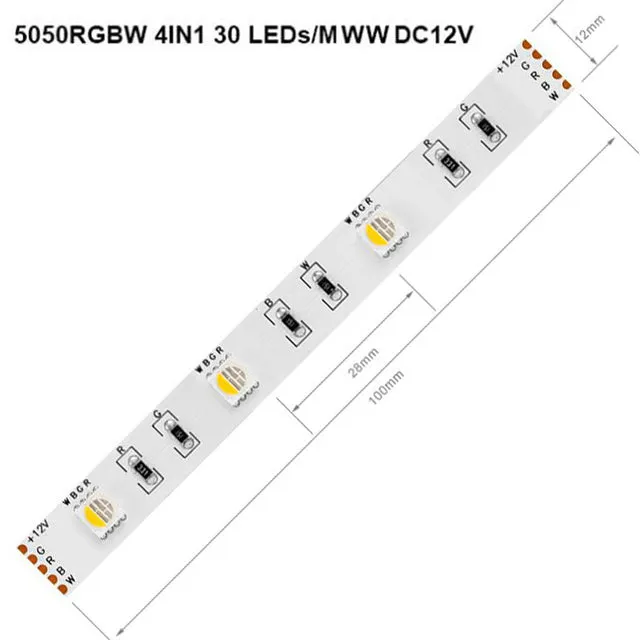 5m 60LEDs/m 5050 RGBW Led Lights 4pin RGB 5pin RGBWW RGBCW Multi-Colored LED Tape Led Strip 12V Waterproof