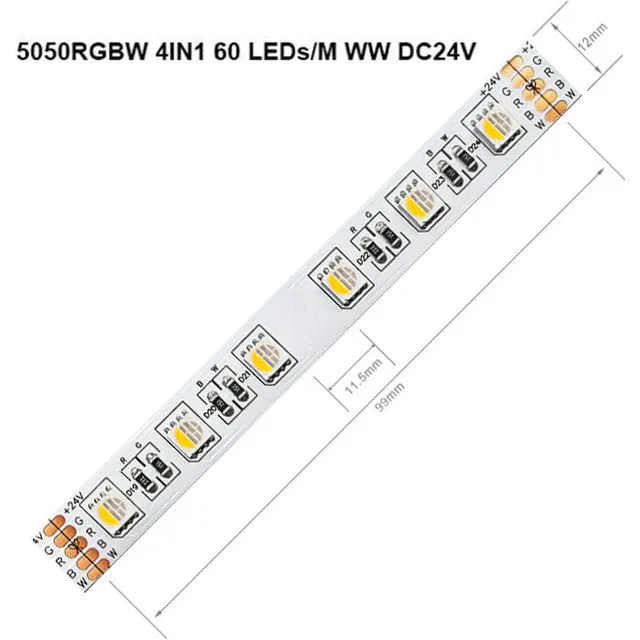5m 60LEDs/m 5050 RGBW Led Lights 4pin RGB 5pin RGBWW RGBCW Multi-Colored LED Tape Led Strip 12V Waterproof