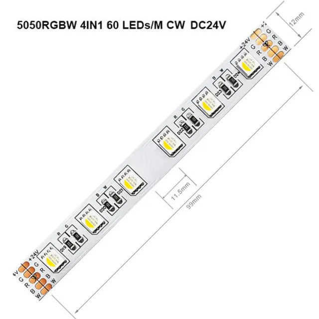 5m 60LEDs/m 5050 RGBW Led Lights 4pin RGB 5pin RGBWW RGBCW Multi-Colored LED Tape Led Strip 12V Waterproof