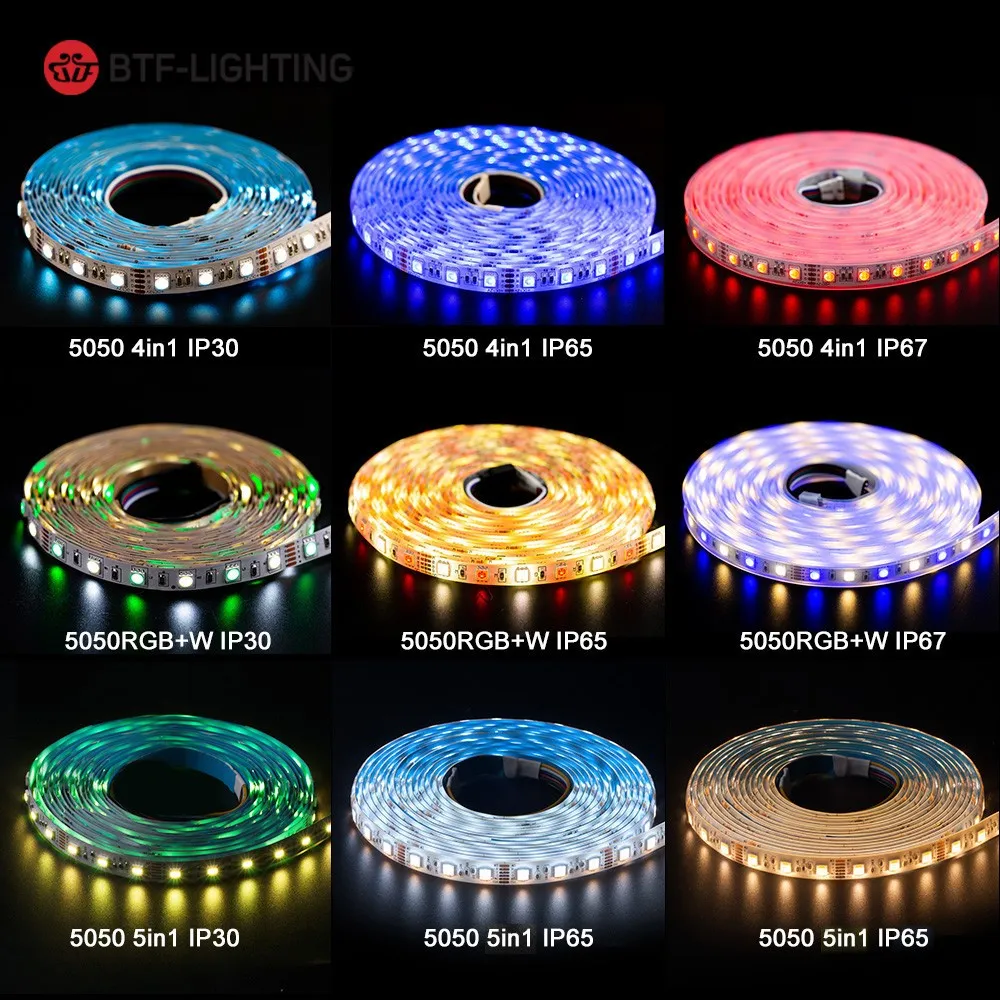 5m 60LEDs/m 5050 RGBW Led Lights 4pin RGB 5pin RGBWW RGBCW Multi-Colored LED Tape Led Strip 12V Waterproof