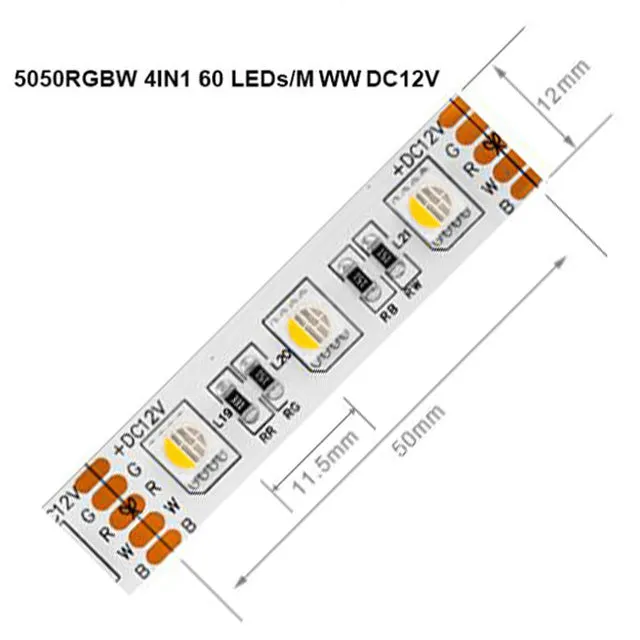 5m 60LEDs/m 5050 RGBW Led Lights 4pin RGB 5pin RGBWW RGBCW Multi-Colored LED Tape Led Strip 12V Waterproof