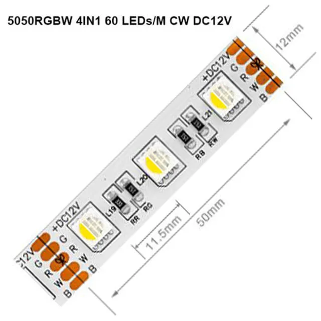 5m 60LEDs/m 5050 RGBW Led Lights 4pin RGB 5pin RGBWW RGBCW Multi-Colored LED Tape Led Strip 12V Waterproof