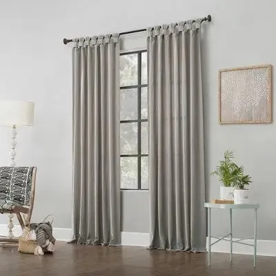 63"x52" Washed Cotton Twisted Tab Light Filtering Curtain Panel Silver Gray - Archaeo