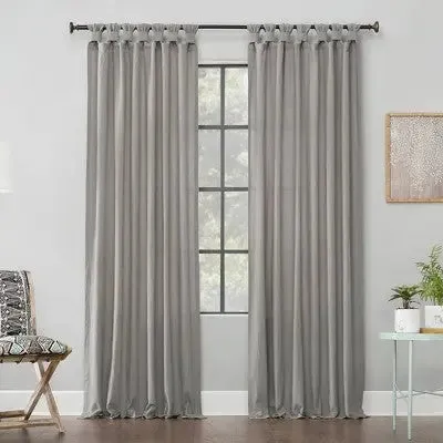 63"x52" Washed Cotton Twisted Tab Light Filtering Curtain Panel Silver Gray - Archaeo