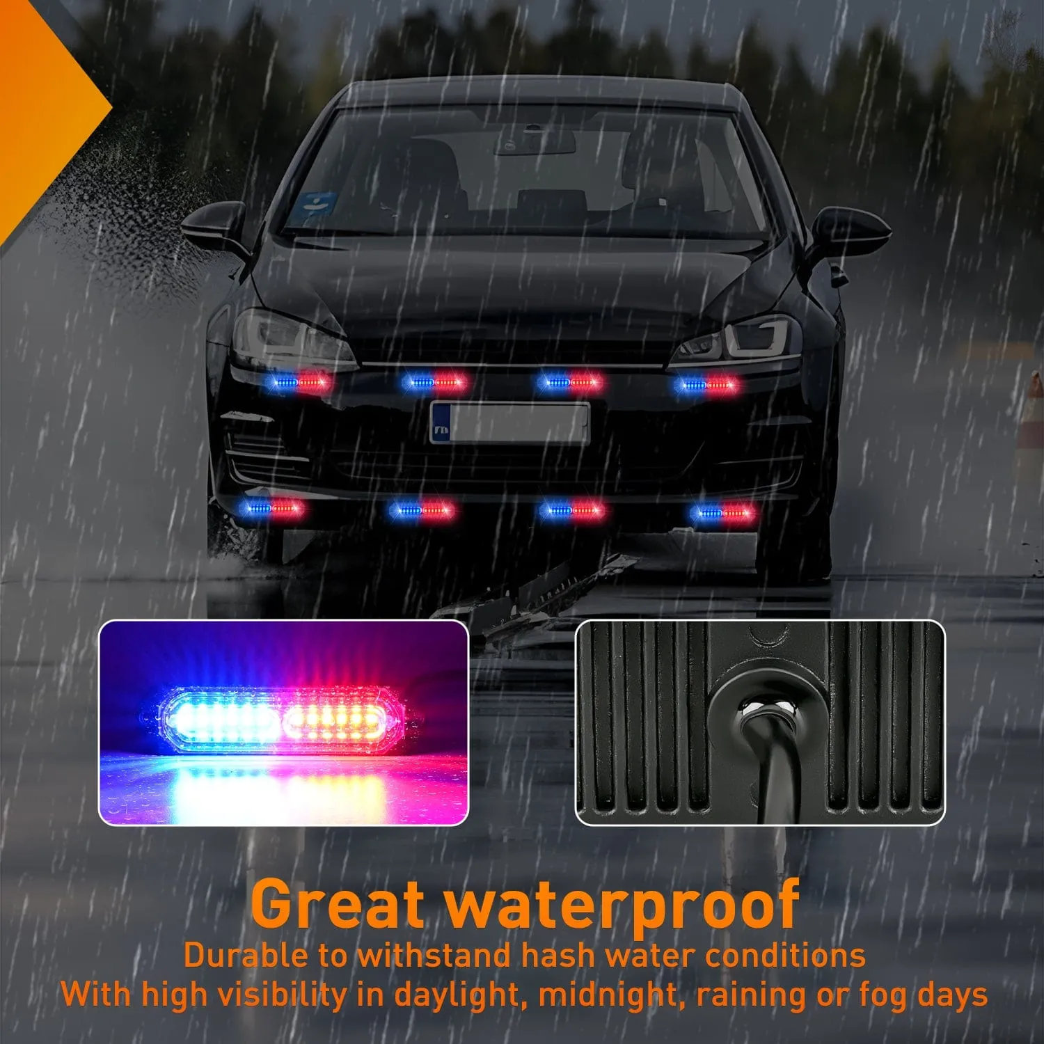 8PCS 12LED Red Blue Emergency Strobe Lights