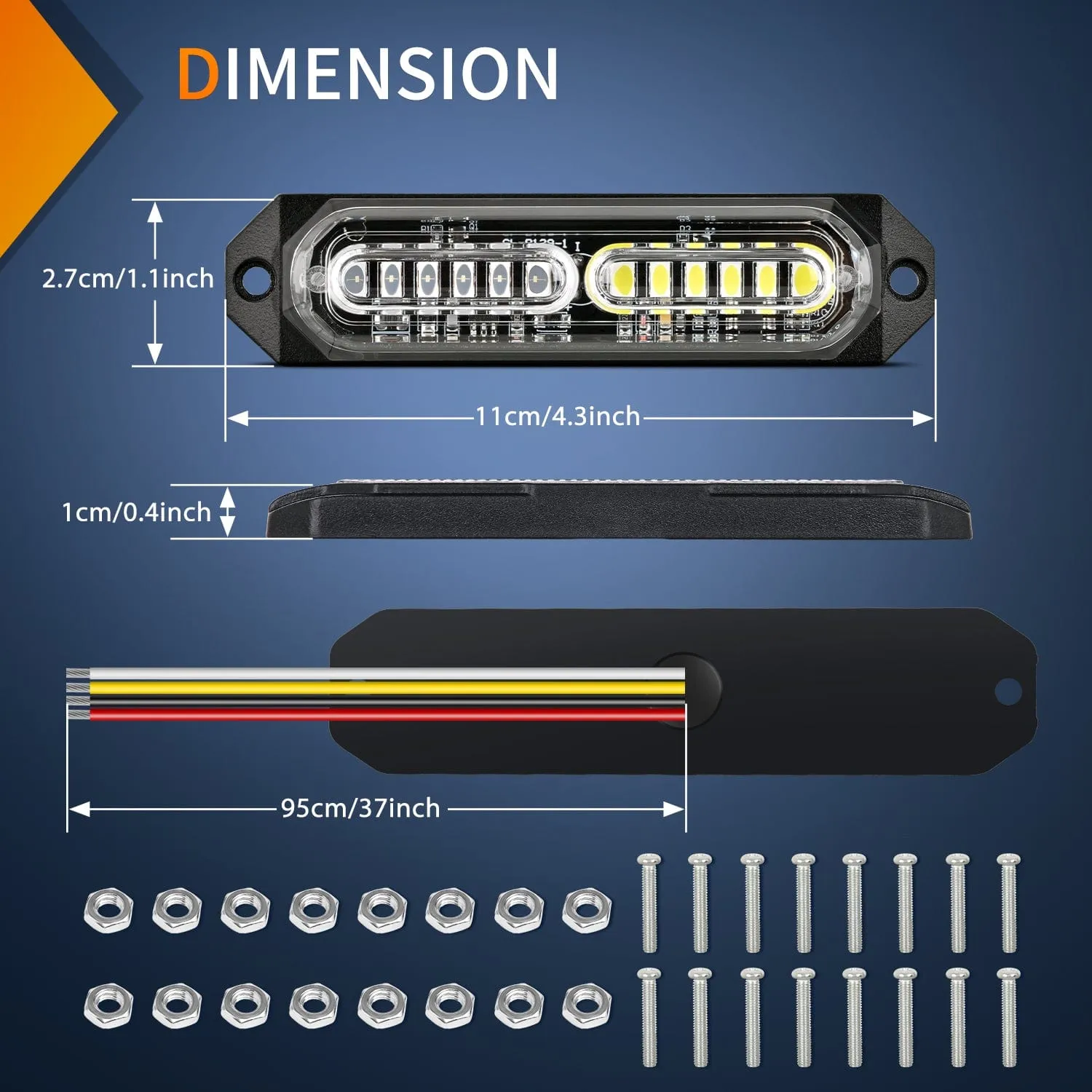 8PCS 12LED Red White Emergency Strobe Lights