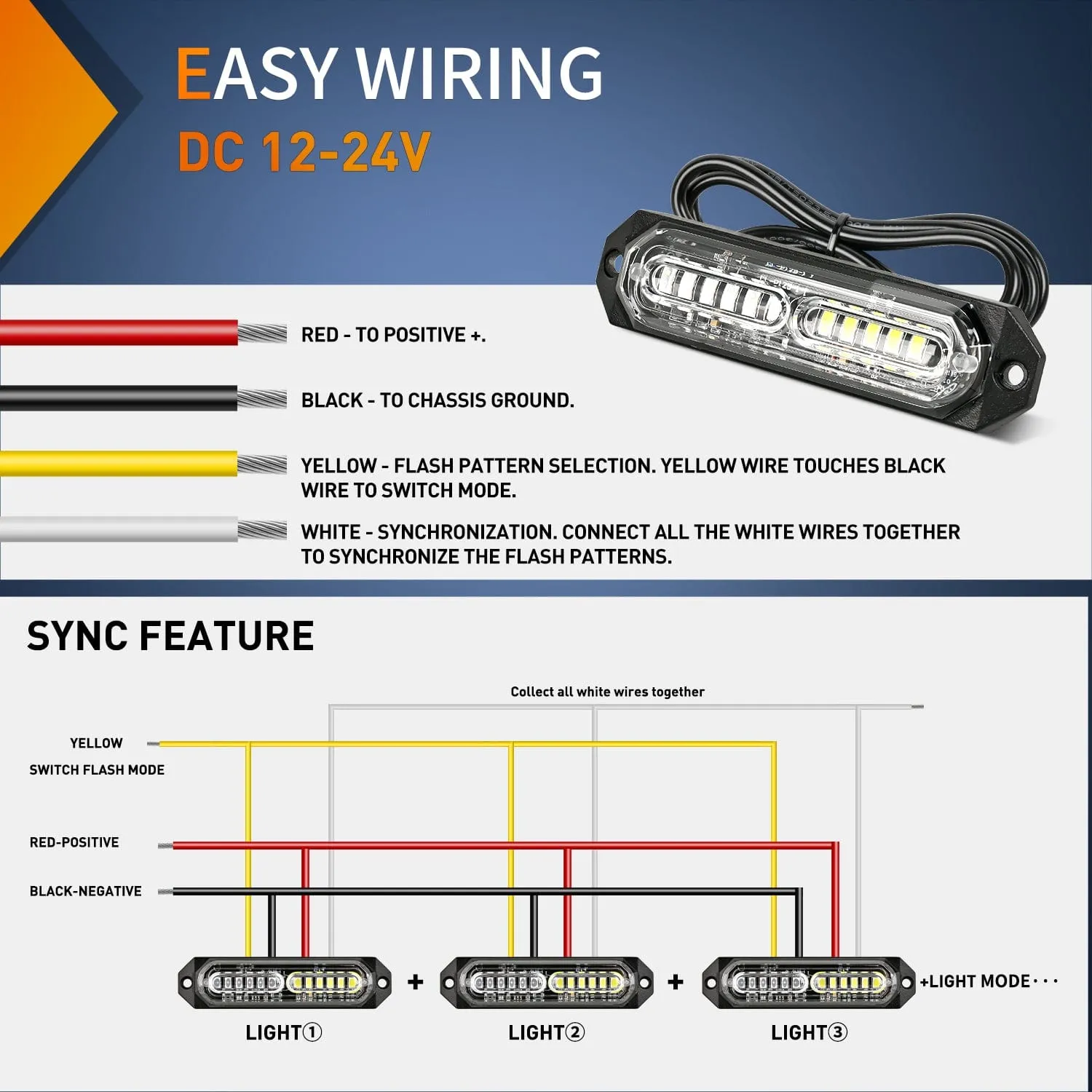 8PCS 12LED Red White Emergency Strobe Lights