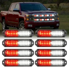 8PCS 12LED Red White Emergency Strobe Lights