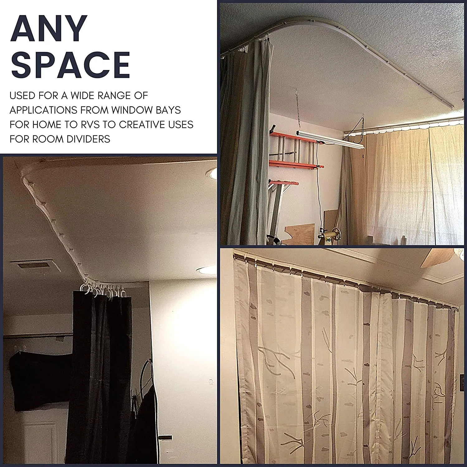 9.8 Ft Ceiling Curtain Track Mount Room Divider 3 Meters (Cut to Size)