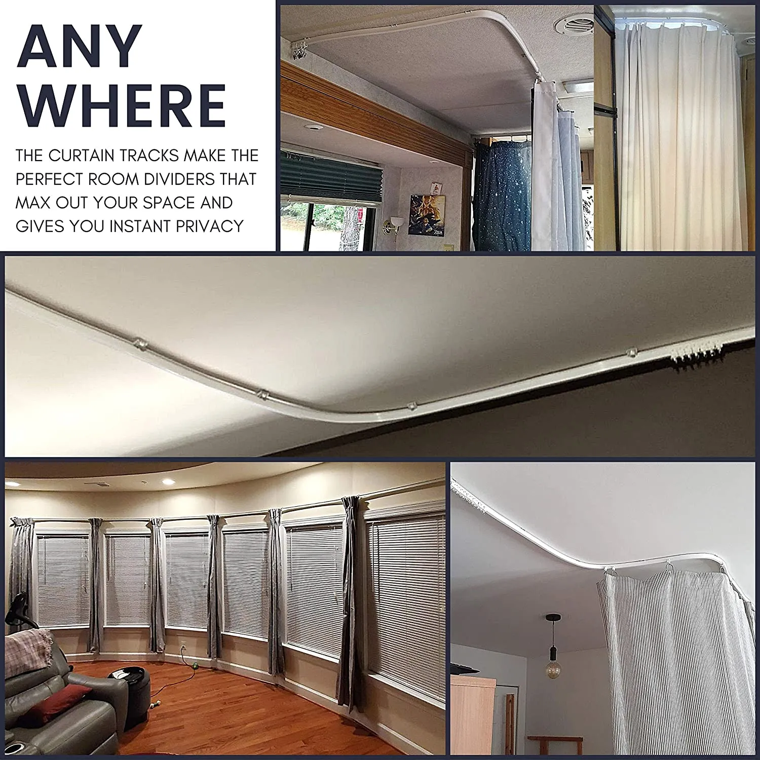 9.8 Ft Ceiling Curtain Track Mount Room Divider 3 Meters (Cut to Size)