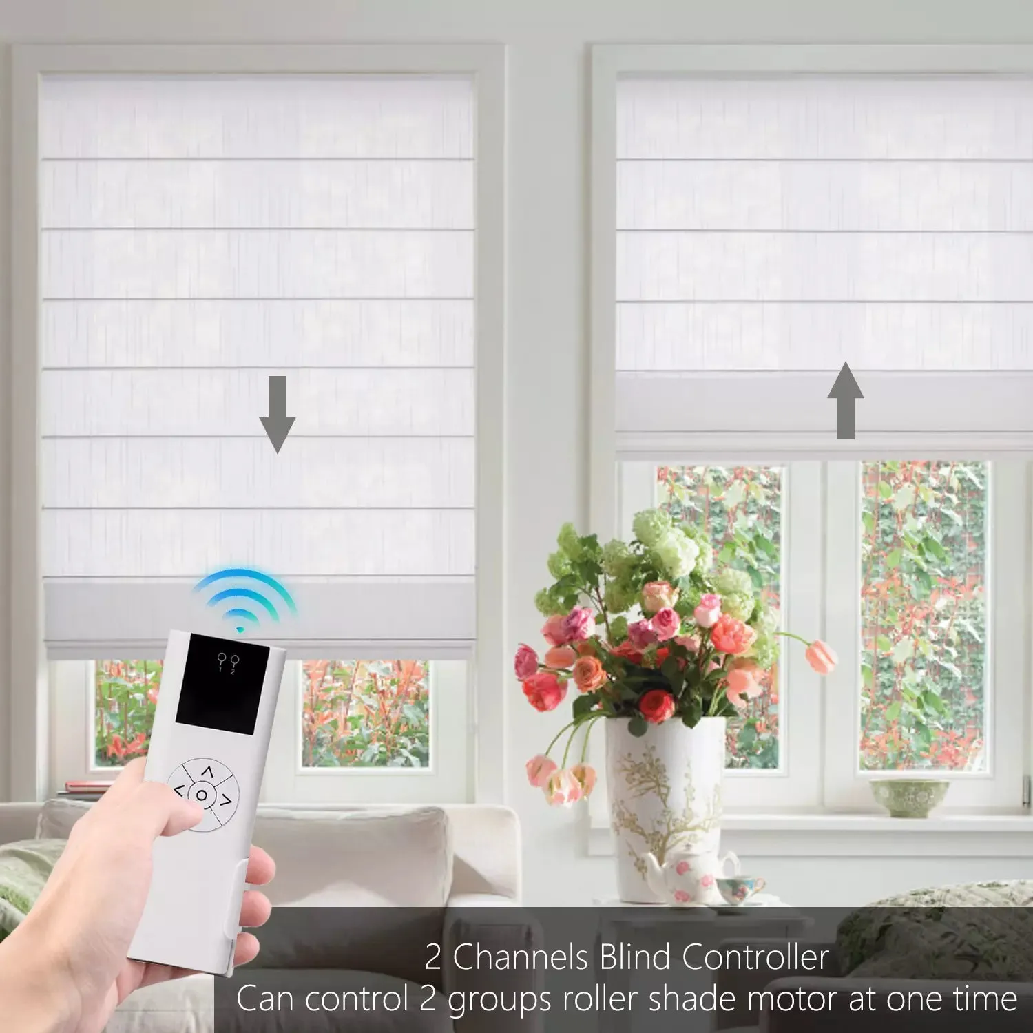 AC114-02 RF 433.92 Wireless Control, 2 Channel Blinds Controller for Motorized Roller Shades and Blinds