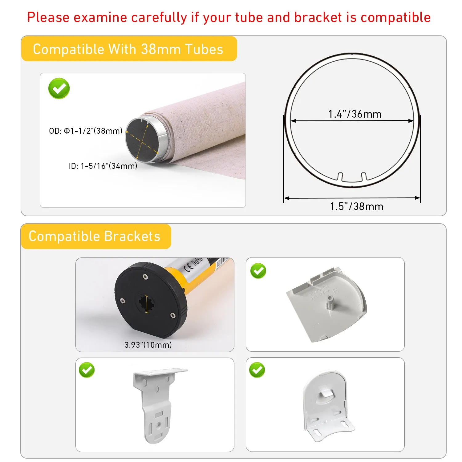AM25-ES-EZ Electric Window Shades Motor for 1.5"(38mm)/1.75"(43mm) Shade Tube Work With Alexa Google Home