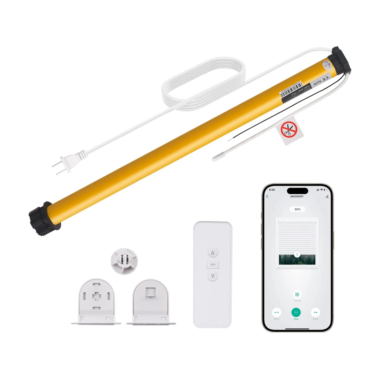 AM25 WiFi Smart Blinds Motor for 1.5"(38mm)/ 1.75"(43mm) Shade tube for Alexa,Googlehome