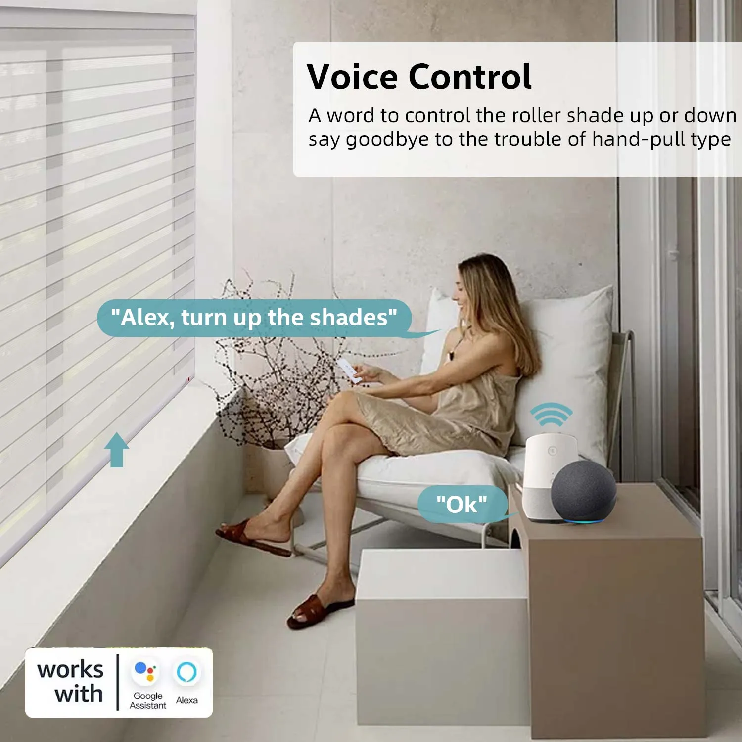 AM25 WiFi Smart Blinds Motor for 1.5"(38mm)/ 1.75"(43mm) Shade tube for Alexa,Googlehome