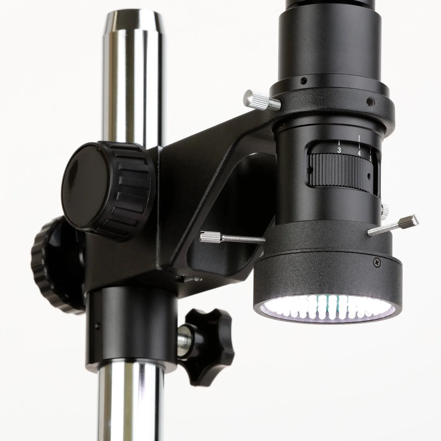 AmScope H800 Series Zoom Inspection Stereo Microscope 0.7X-5X Magnification with LED Ring Light on Table Stand   Auto-Focus HDMI Camera
