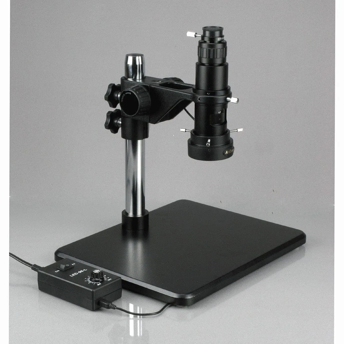 AmScope H800 Zoom Inspection Monocular Stereo Microscope 0.7X-5X Magnification with LED Ring Light on Table Stand and HDMI Camera