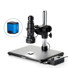 AmScope H800 Zoom Inspection Monocular Stereo Microscope 0.7X-5X Magnification with LED Ring Light on Table Stand and HDMI Camera