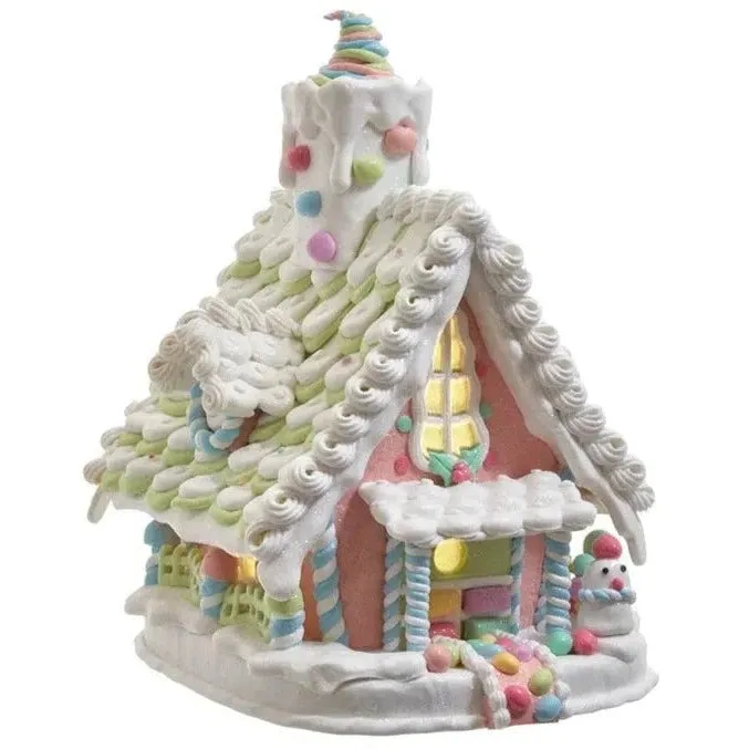 Battery-Operated LED Light Up Pastel Gingerbread House