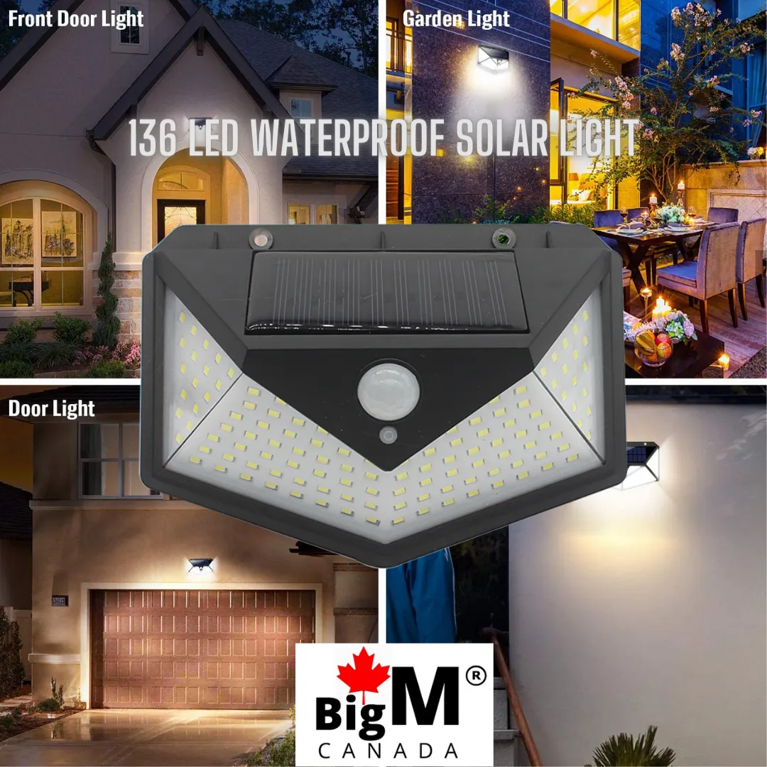BigM Super Bright 136 LED Solar Security Light with Motion Sensor
