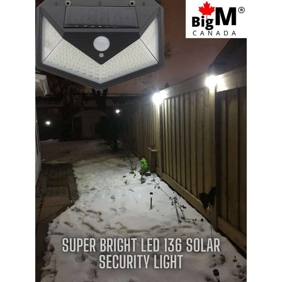 BigM Super Bright 136 LED Solar Security Light with Motion Sensor