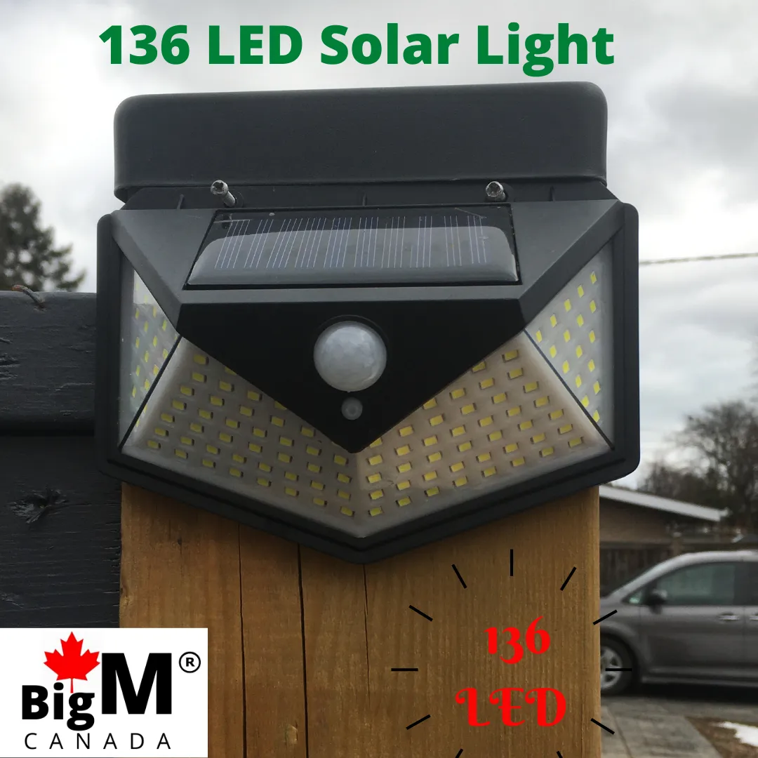 BigM Super Bright 136 LED Solar Security Light with Motion Sensor